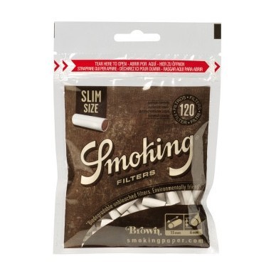 Фильтры для самокруток Smoking - Slim Brown (120 штук, 15x6 мм) купить в Владивостоке