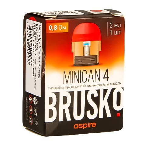 Сменный картридж Brusko - Minican 4 (0.8 Ом, Красный) купить в Владивостоке