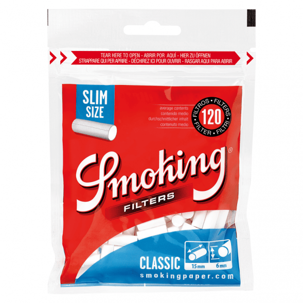 Фильтры для самокруток Smoking - Slim Classic (120 штук, 15x6 мм) купить в Владивостоке