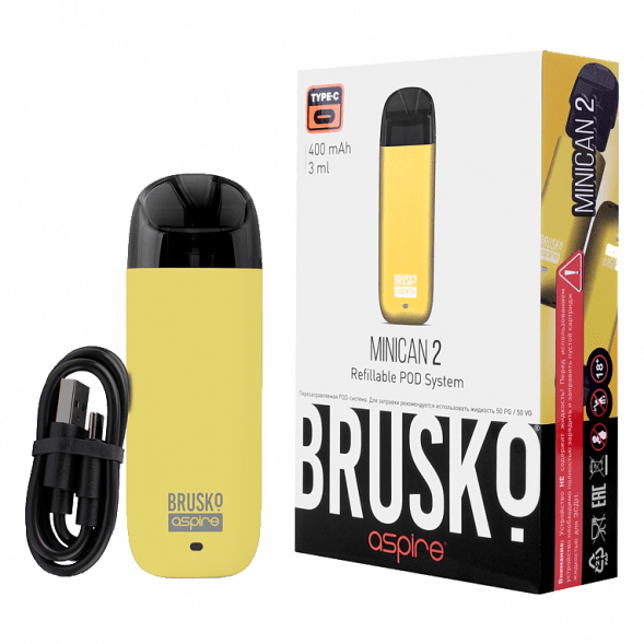 Электронная сигарета Brusko - Minican 2 (400 mAh, Жёлтый) купить в Владивостоке