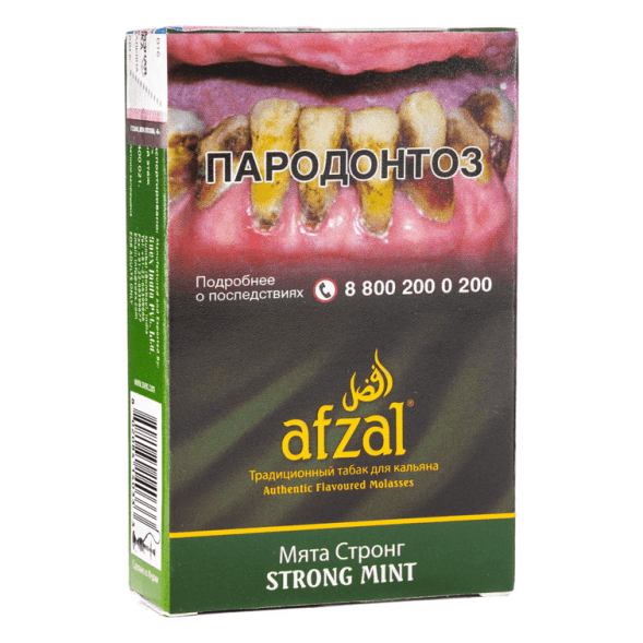 Табак Afzal - Strong Mint (Мята Стронг, 40 грамм) купить в Владивостоке
