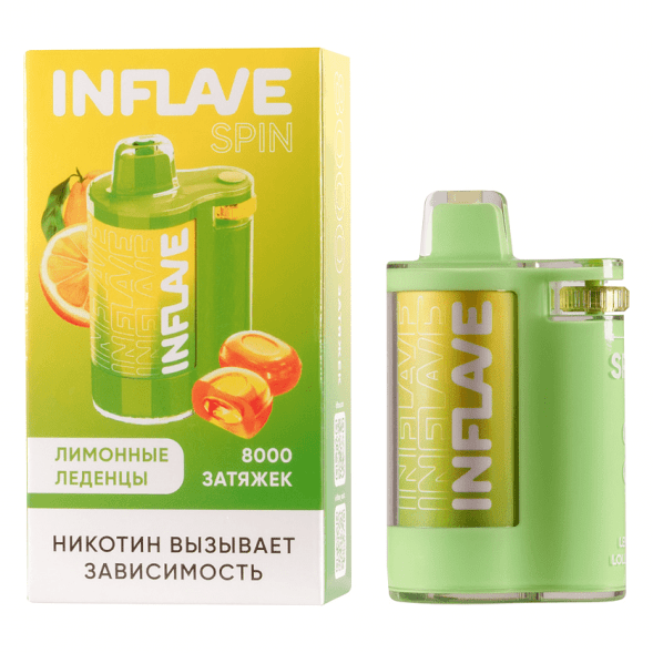INFLAVE SPIN - Лимонные Леденцы (8000 затяжек) купить в Владивостоке