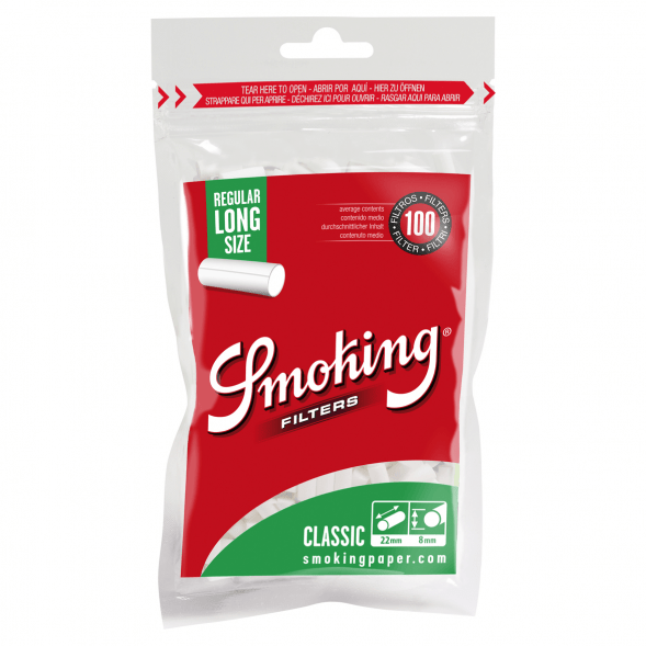 Фильтры для самокруток Smoking - Regular Classic Long (100 штук, 22x8 мм) купить в Владивостоке