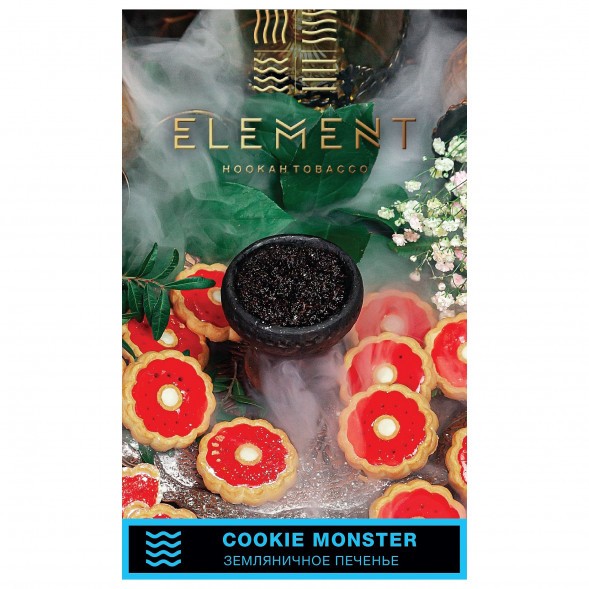 Табак Element Вода - Cookie Monster NEW (Земляничное Печенье, 25 грамм) купить в Владивостоке
