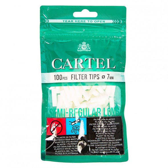 Фильтры для самокруток Cartel - Semi Regular Long (100 штук, 22х7 мм) купить в Владивостоке