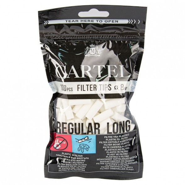 Фильтры для самокруток Cartel - Regular Long (100 штук, 22х8 мм) купить в Владивостоке