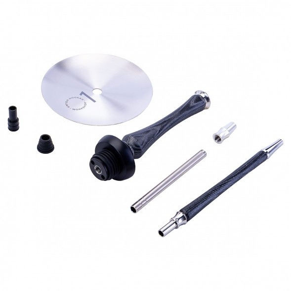 Кальян UNION - Sleek Standart Black Silver (Чёрный с Серебром, Без Колбы) купить в Владивостоке