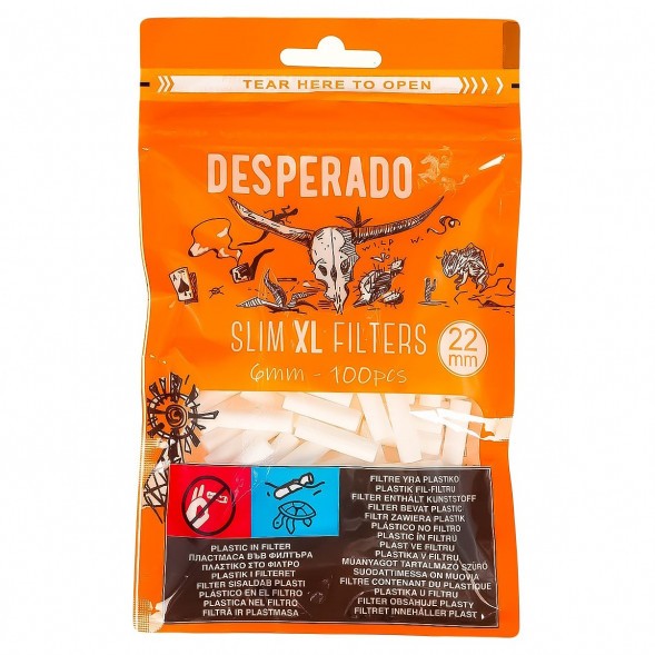 Фильтры для самокруток Desperado - Slim XL (100 штук, 22х6 мм) купить в Владивостоке